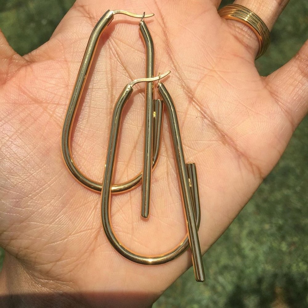 Statement 18K Gold Hoop Earrings - Picture 7 of 11
